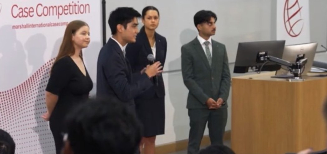 A team presenting at a case competition